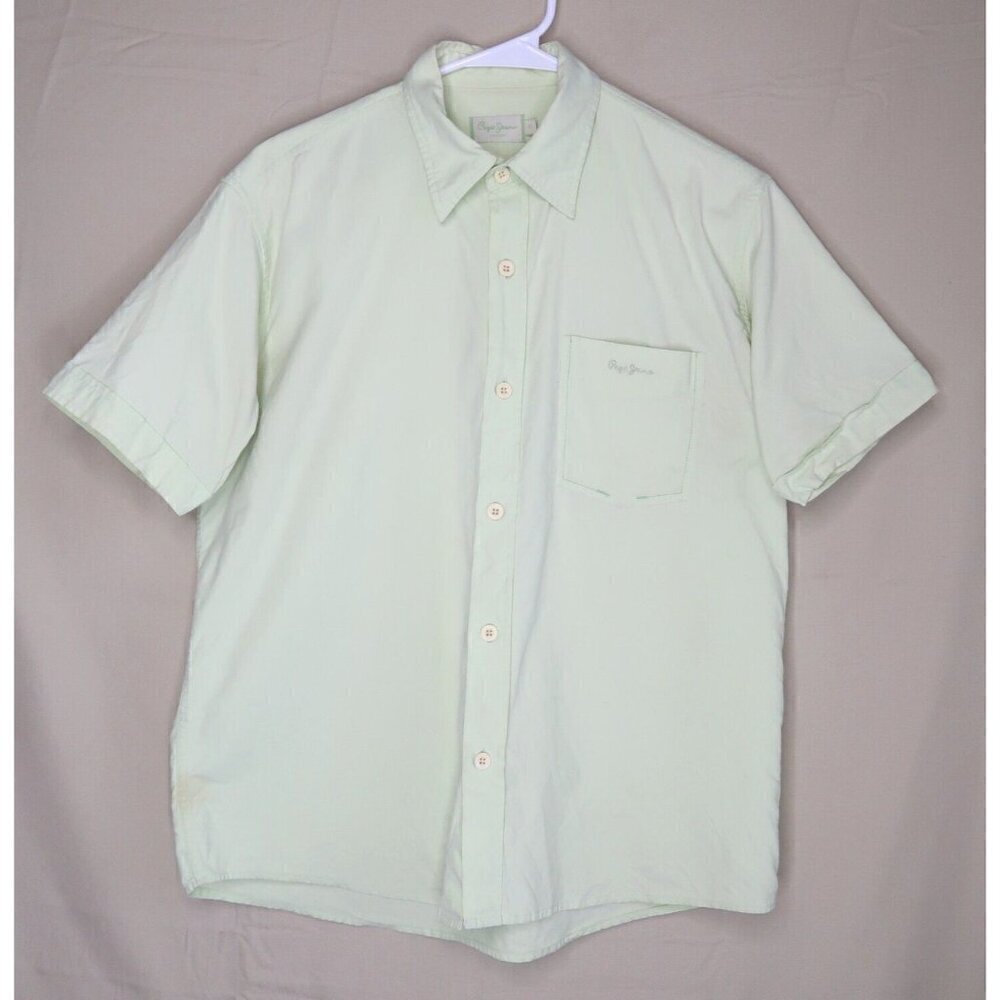 Pepe Jeans London UK Shirt Button Down Short Sleeves Lime Green Men's Me…
